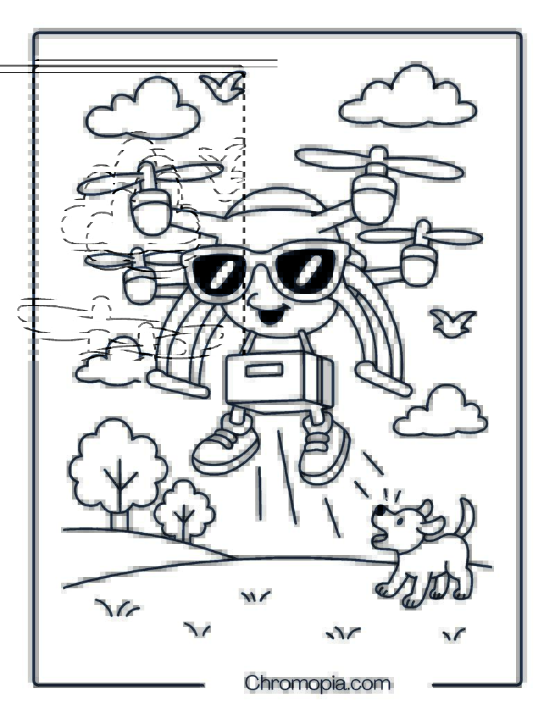 Funny Cartoon Drone with Sunglasses and Sneakers