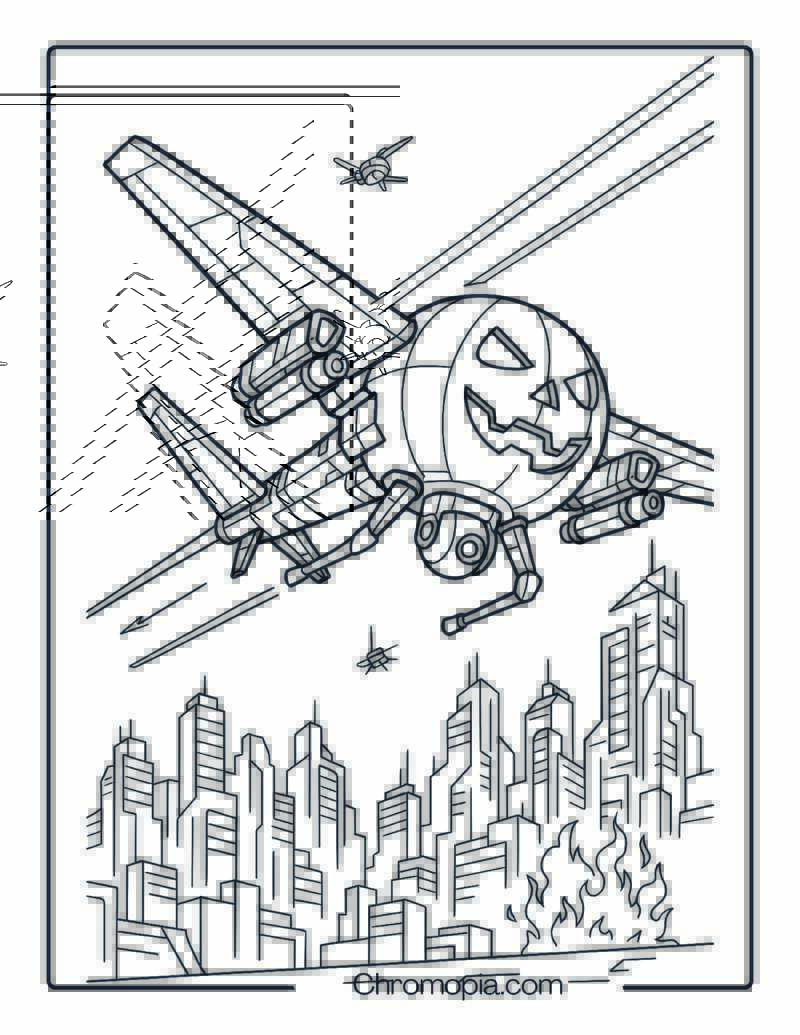 Futuristic Combat Drone in Sci-Fi City Battle