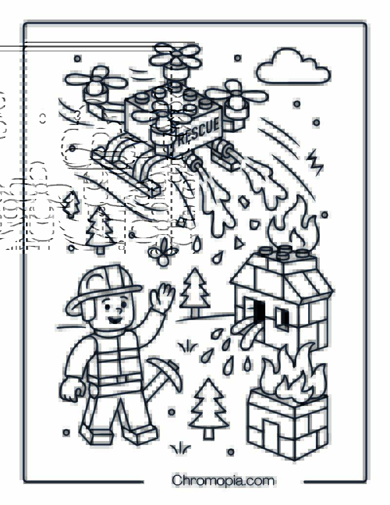 LEGO Rescue Drone with Firefighting Tools