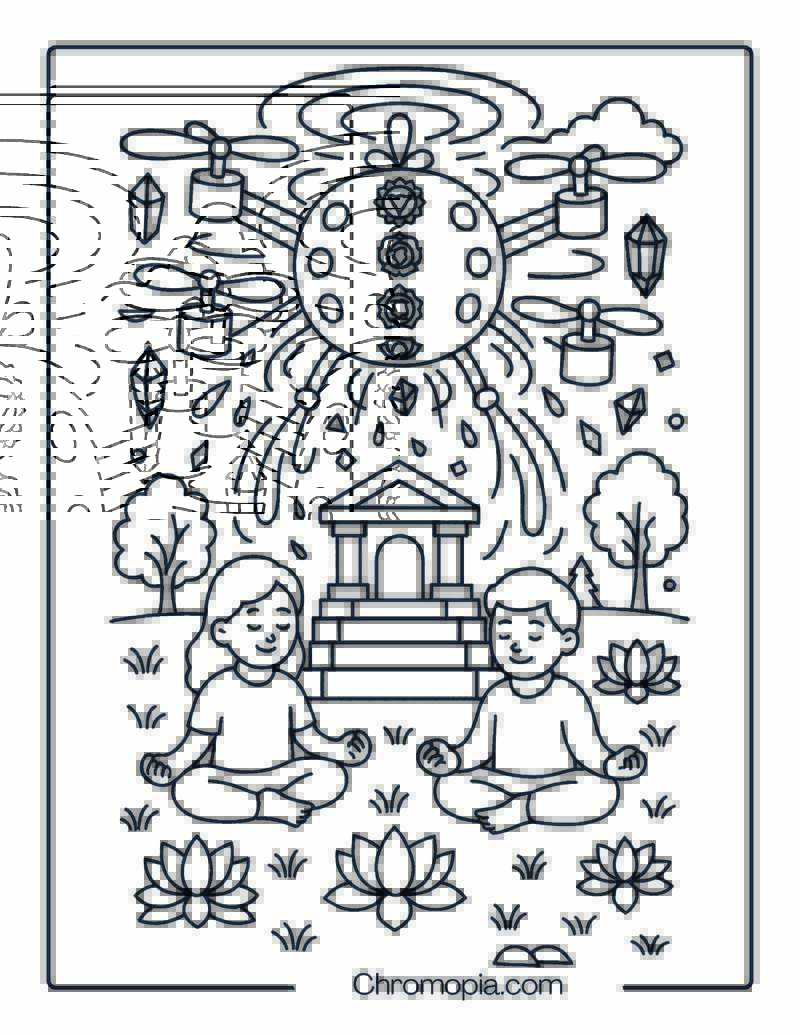 Spiritual Drone with Floating Crystals and Energy Rings