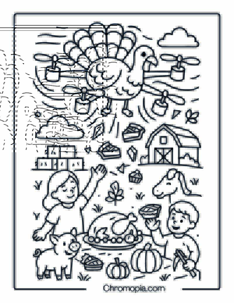 Thanksgiving Turkey Drone Dropping Pie Slices