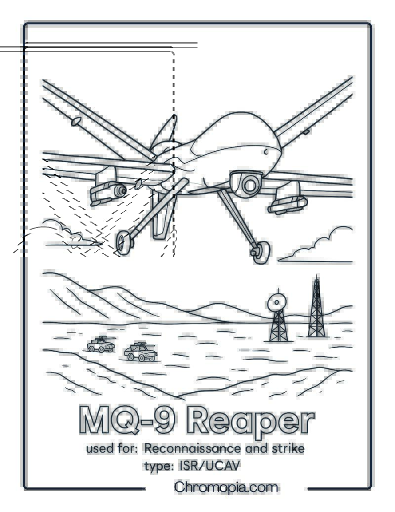 MQ-9 Reaper – Drone Coloring Page