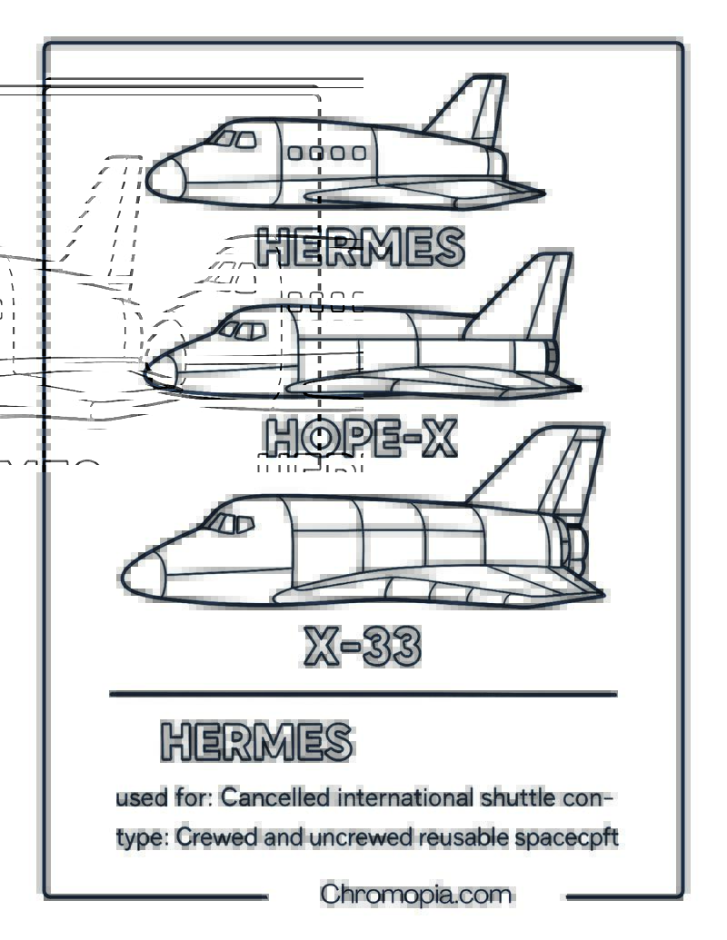 Combined Shuttle Concepts Comparison Sheet – Space Shuttle coloring page