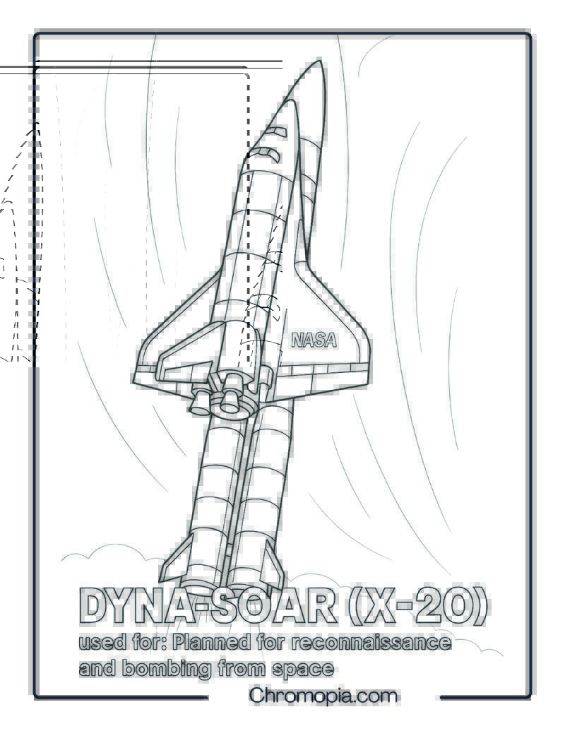 Dyna-Soar (X-20) Launch Profile on Rocket Stack – Space Shuttle coloring page