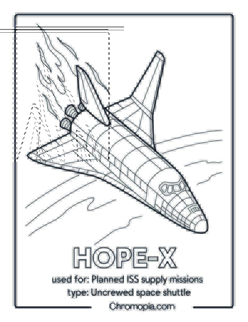 HOPE-X Shuttle in Reentry Pose – Space Shuttle coloring page