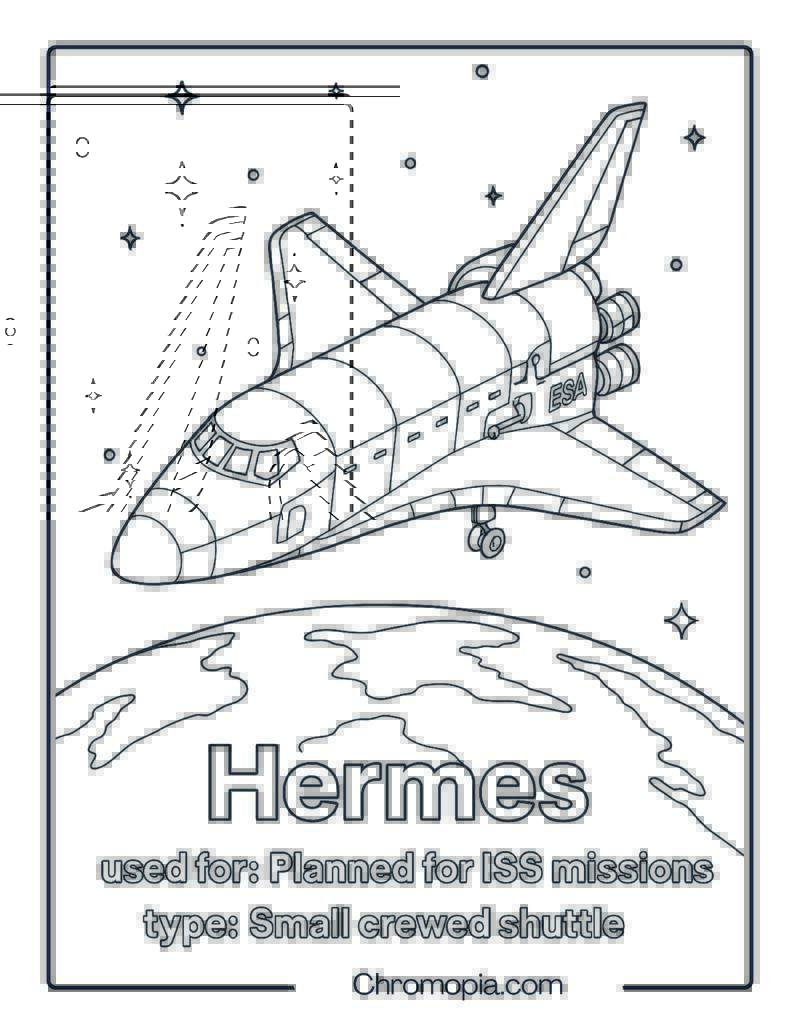 Hermes Shuttle Mid-Orbit with Extended Winglets – Space Shuttle coloring page