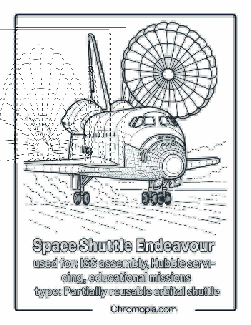 Space Shuttle Endeavour Landing Touchdown Scene – Space Shuttle coloring page
