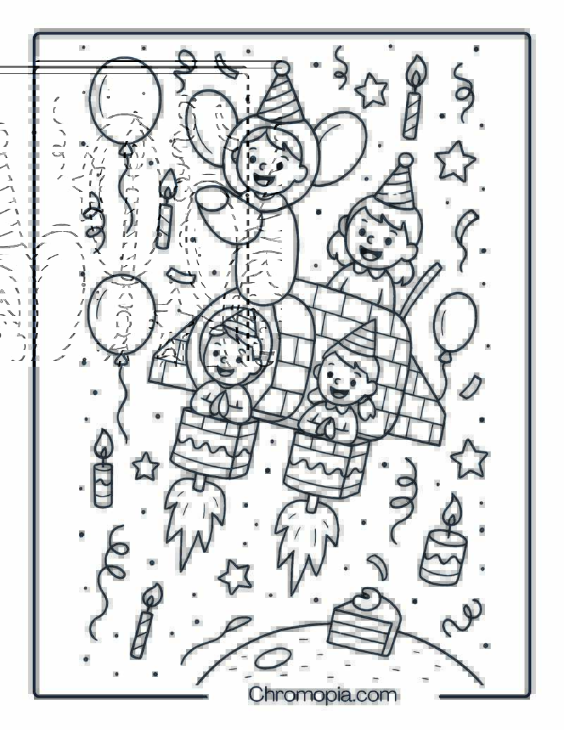 Birthday Balloon Shuttle with Cake Thrusters – Cute Funny Cartoon Space Shuttle Coloring Page