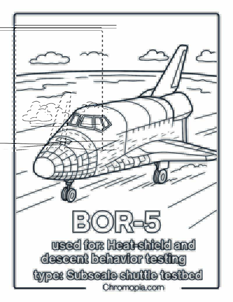 BOR-5 Test Shuttle on Runway After Landing – Space Shuttle coloring page