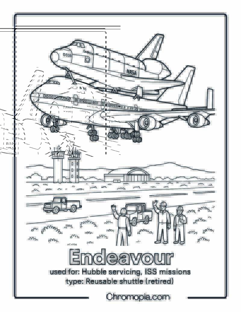 Endeavour Returning on Shuttle Carrier Aircraft – Space Shuttle coloring page