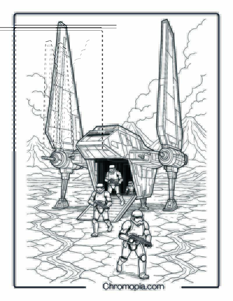 First Order Shuttle Deploying Troops – Star Wars Space Shuttle Coloring Page