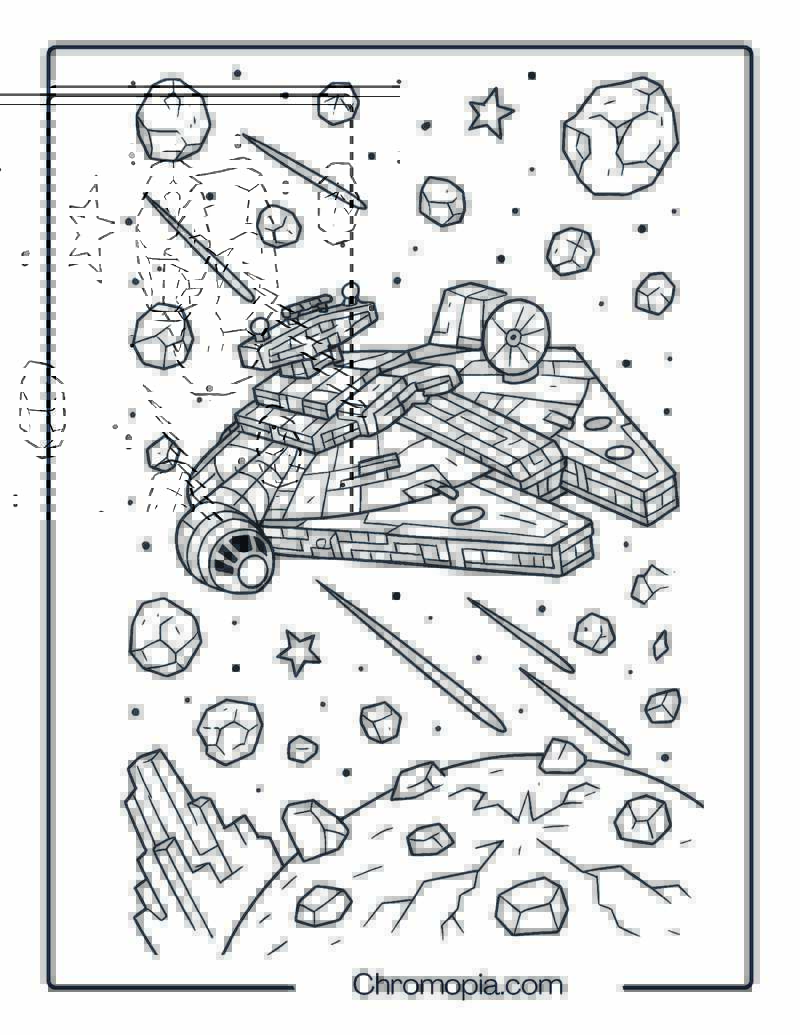Millennium Falcon Mid-Chase Through Asteroid Field – Star Wars Space Shuttle Coloring Page