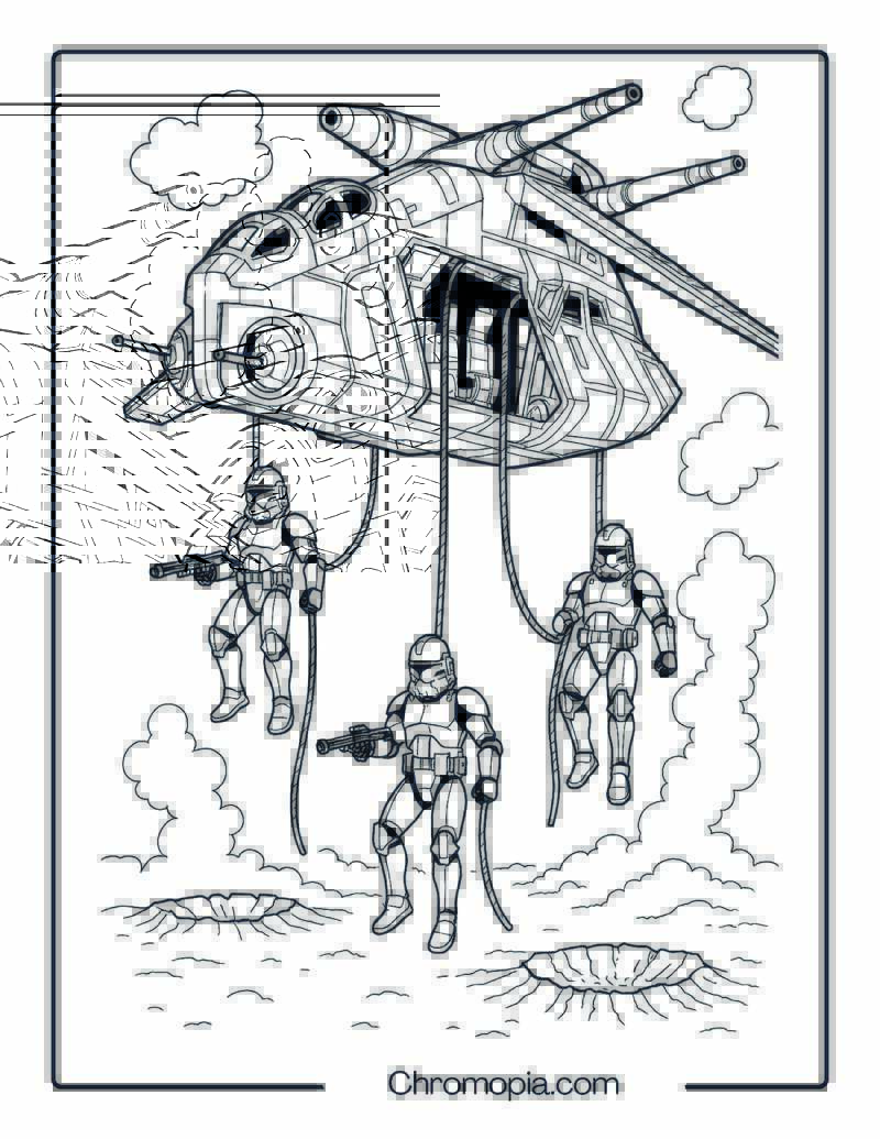 Republic Gunship Dropping Clones During Battle – Star Wars Space Shuttle Coloring Page