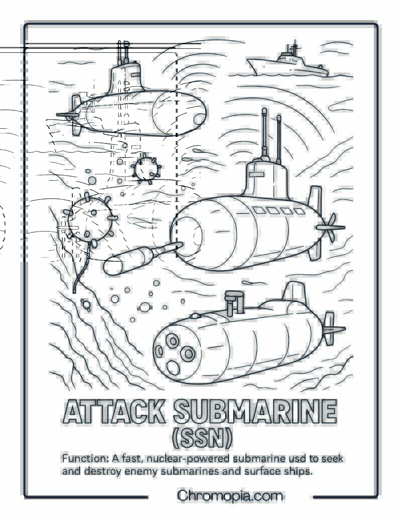 Attack Submarine (SSN) Coloring Page