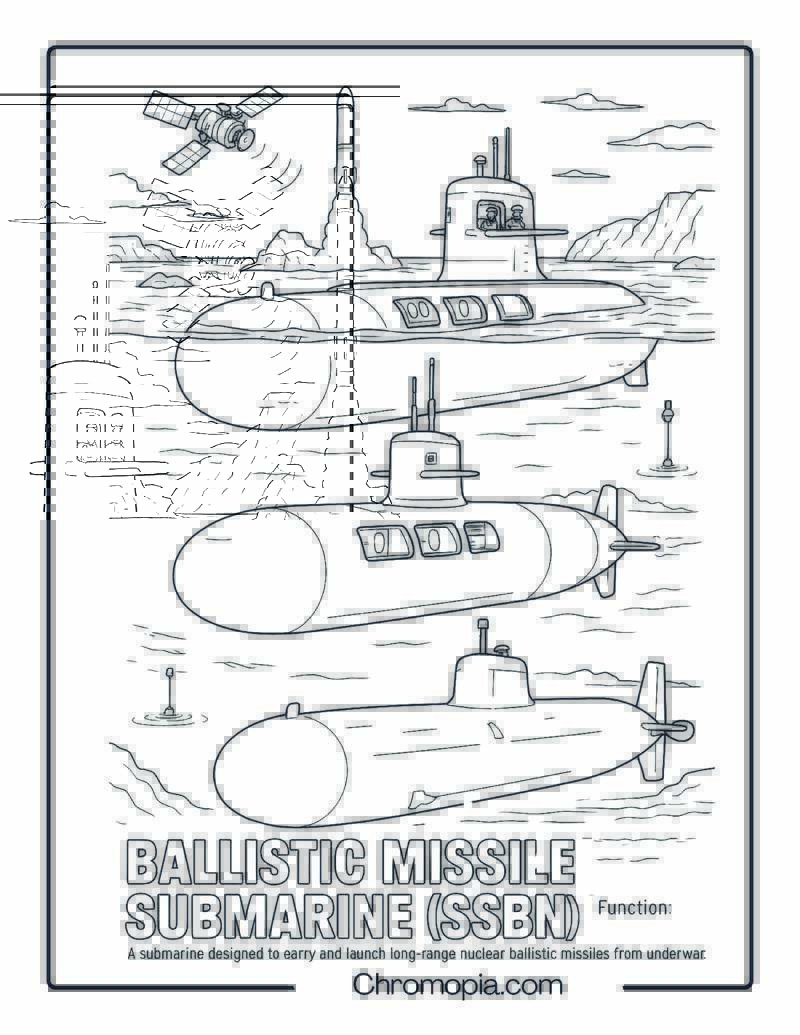Ballistic Missile Submarine (SSBN) Coloring Page