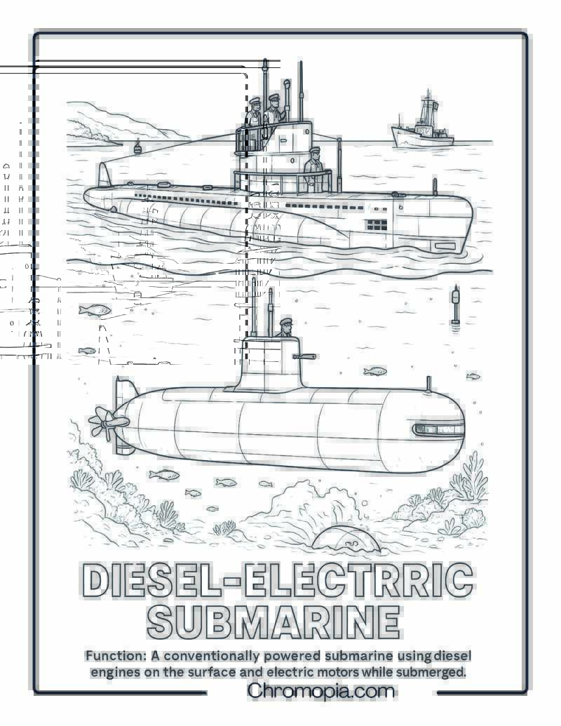 Diesel-Electric Submarine Coloring Page