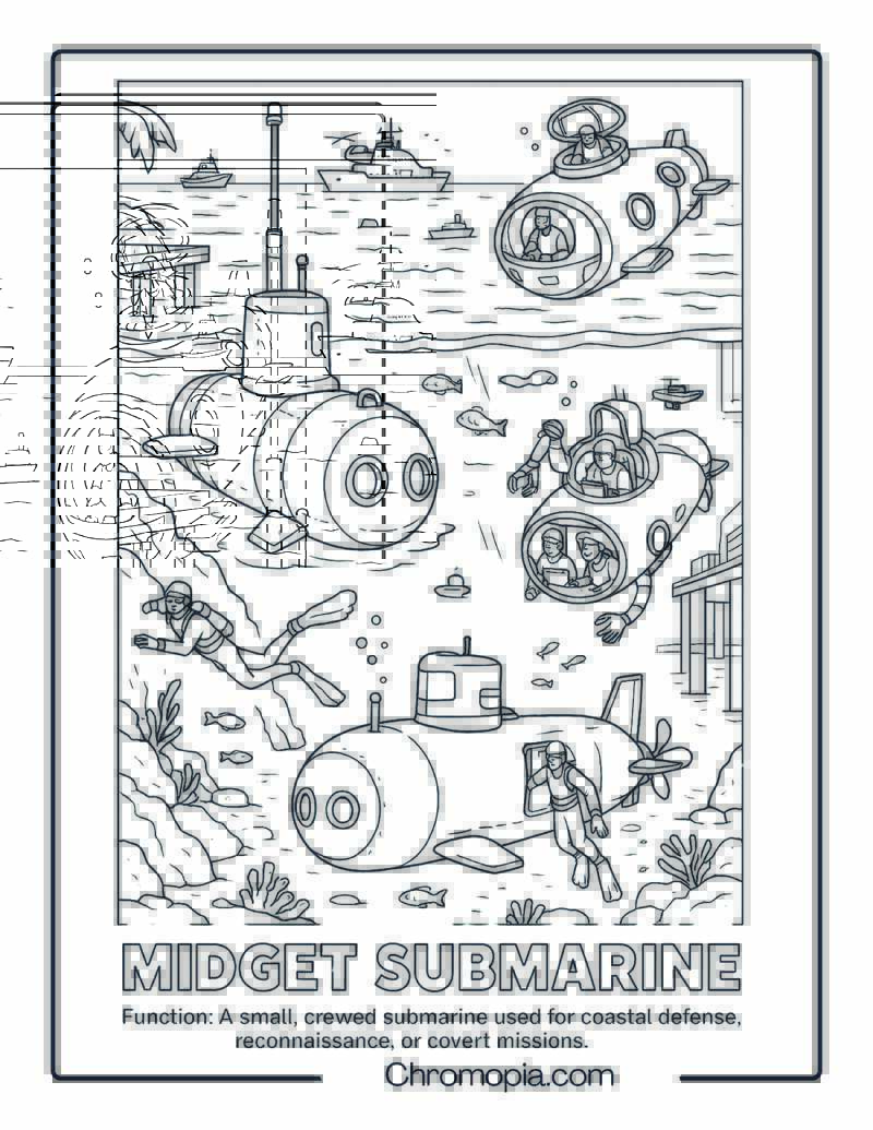 Midget Submarine Coloring Page