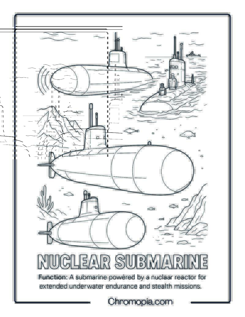 Nuclear Submarine Coloring Page