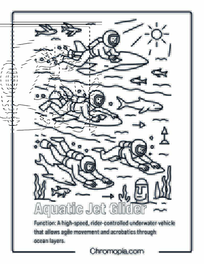 Aquatic Jet Glider Coloring Page