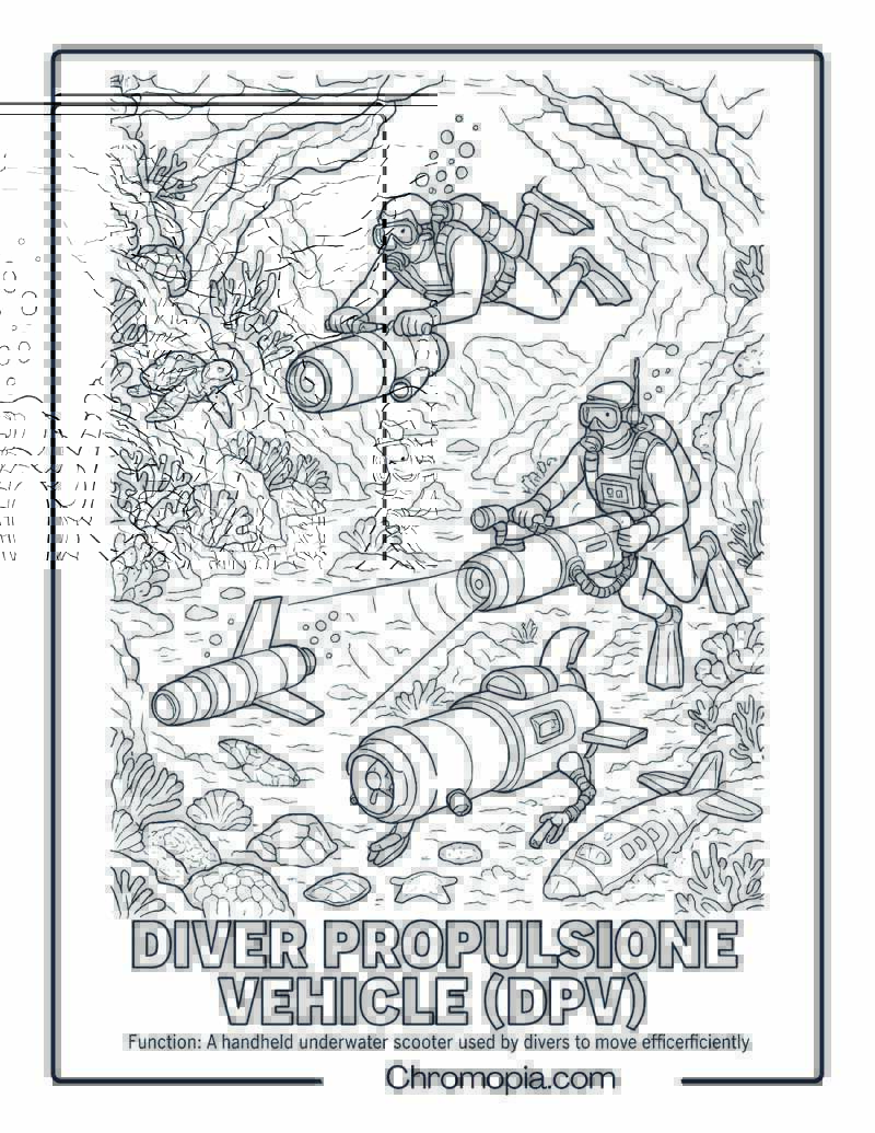 Diver Propulsion Vehicle (DPV) Coloring Page