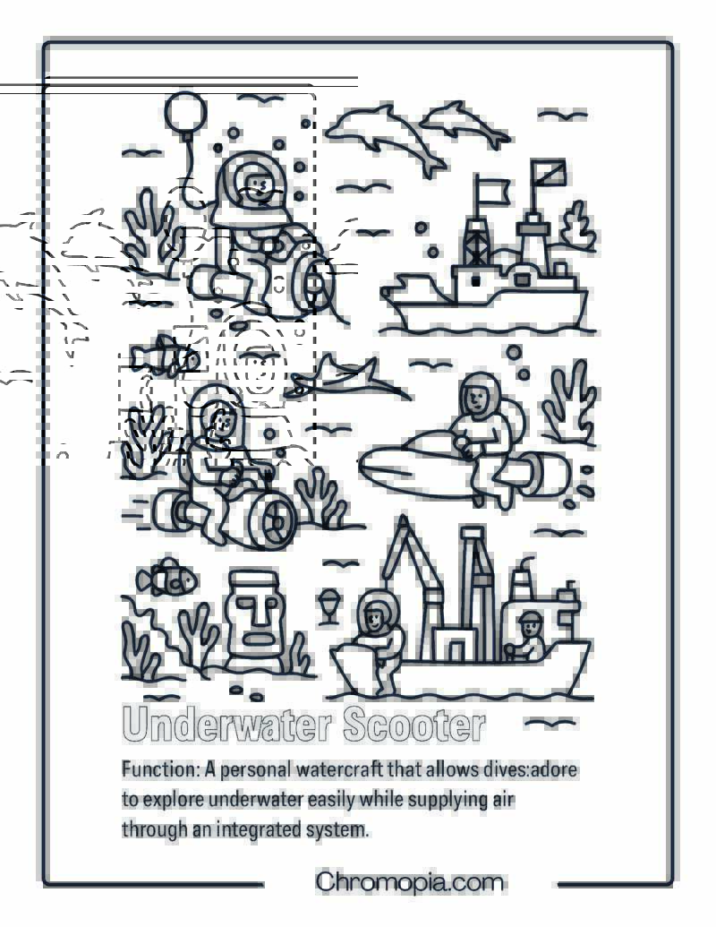 Underwater Scooter Coloring Page