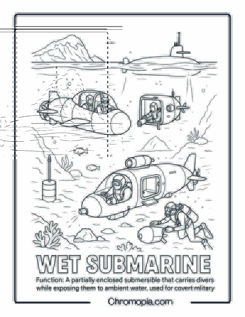 Wet Submarine Coloring Page