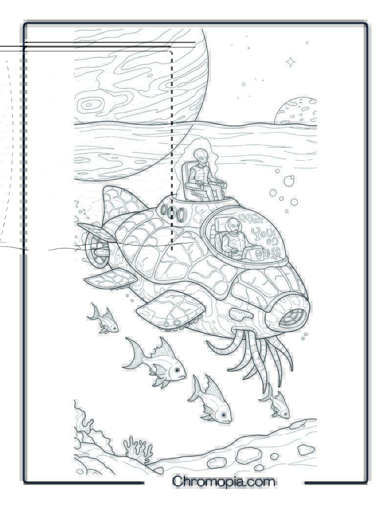 Extraterrestrial Alien Submarine in a Deep Space Ocean
