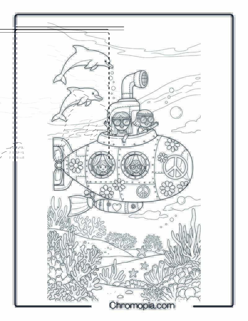 Hippy Flower Submarine in a Peaceful Coral Reef