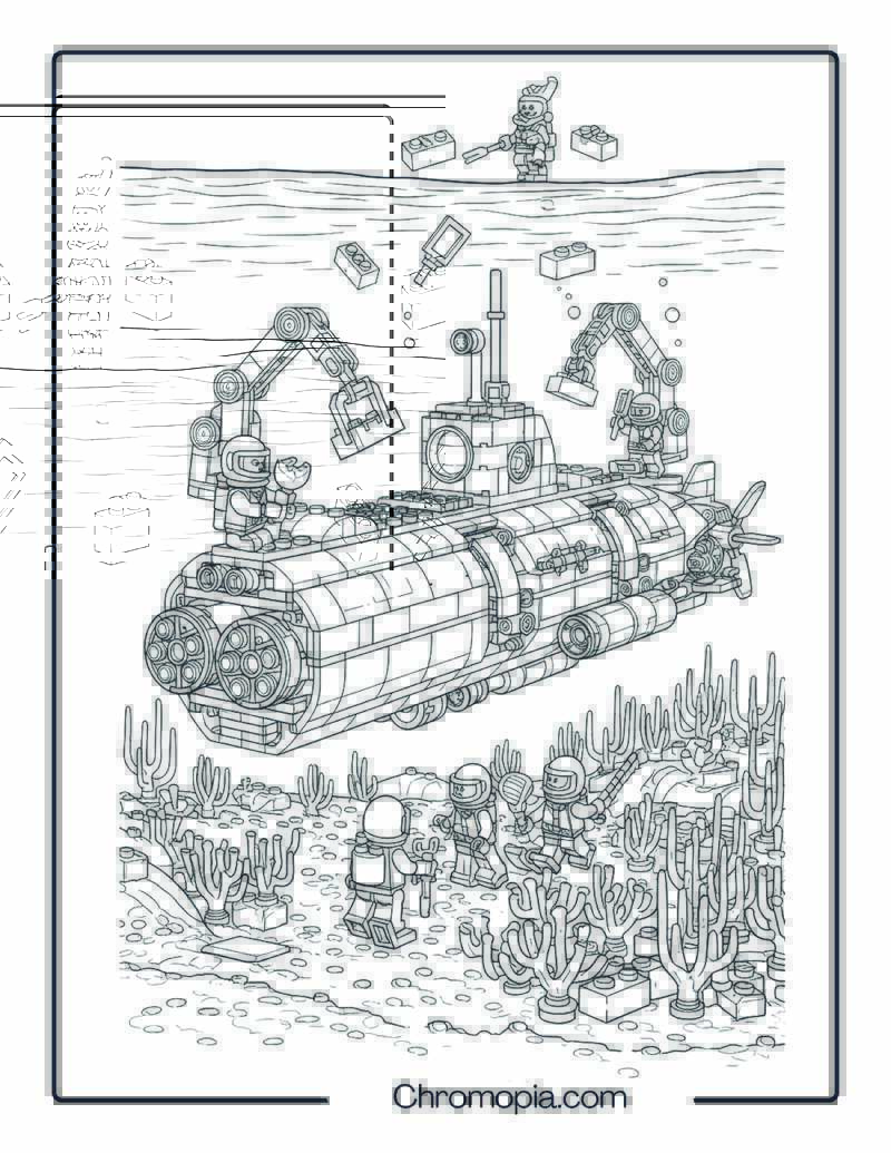 LEGO-Style Submarine Under Construction