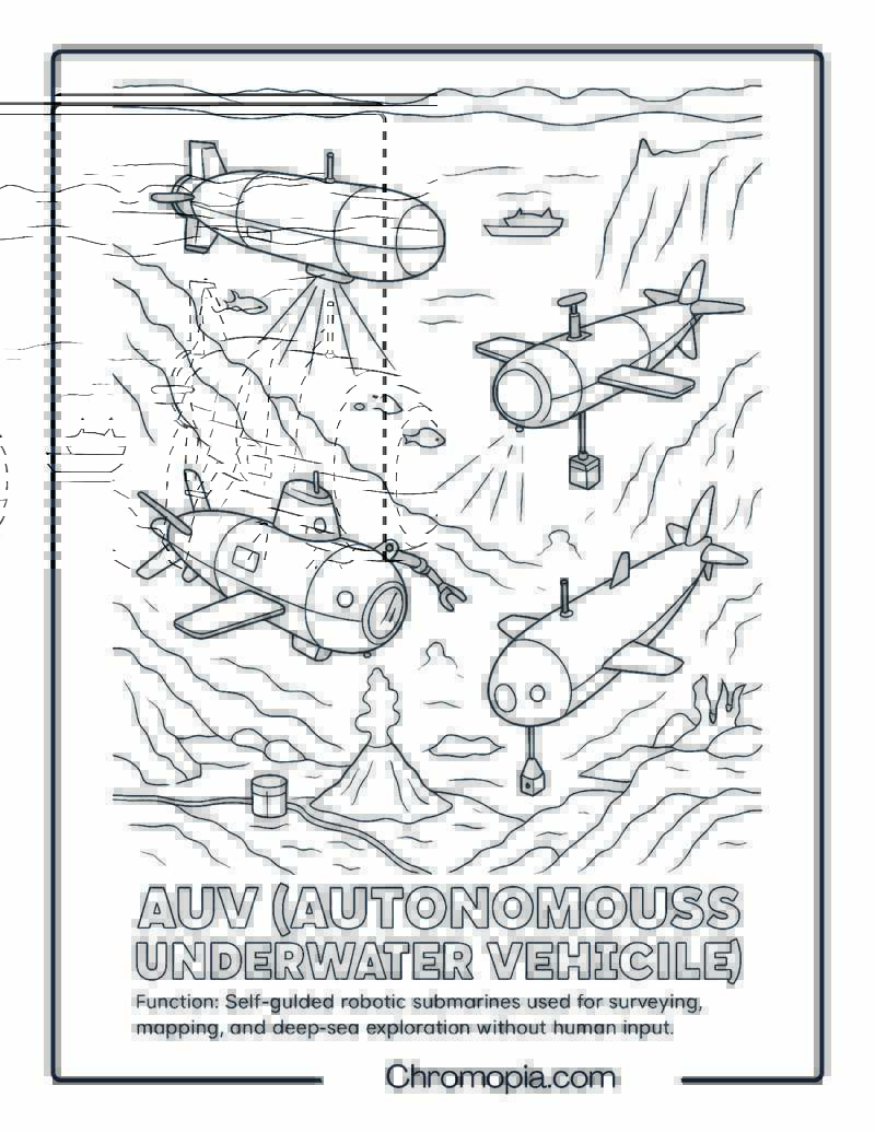 AUV (Autonomous Underwater Vehicle) Coloring Page