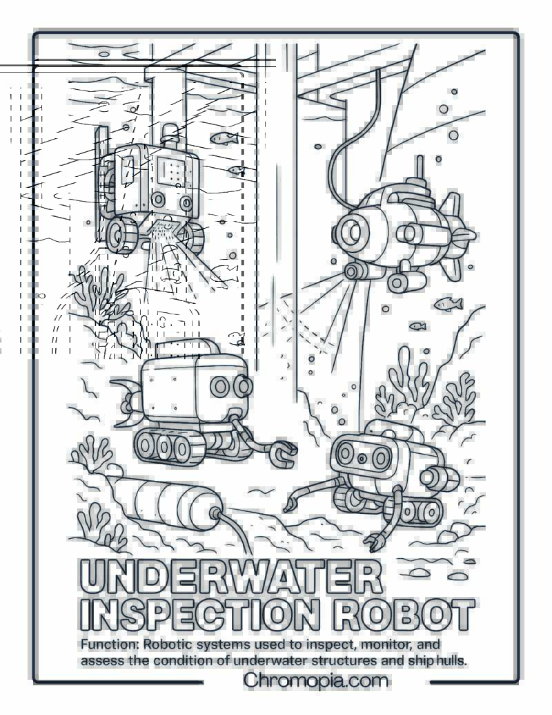 Underwater Inspection Robot Coloring Page