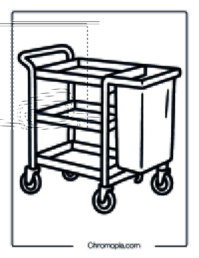 Cleaning Cart Janitor Trolley – Coloring Page