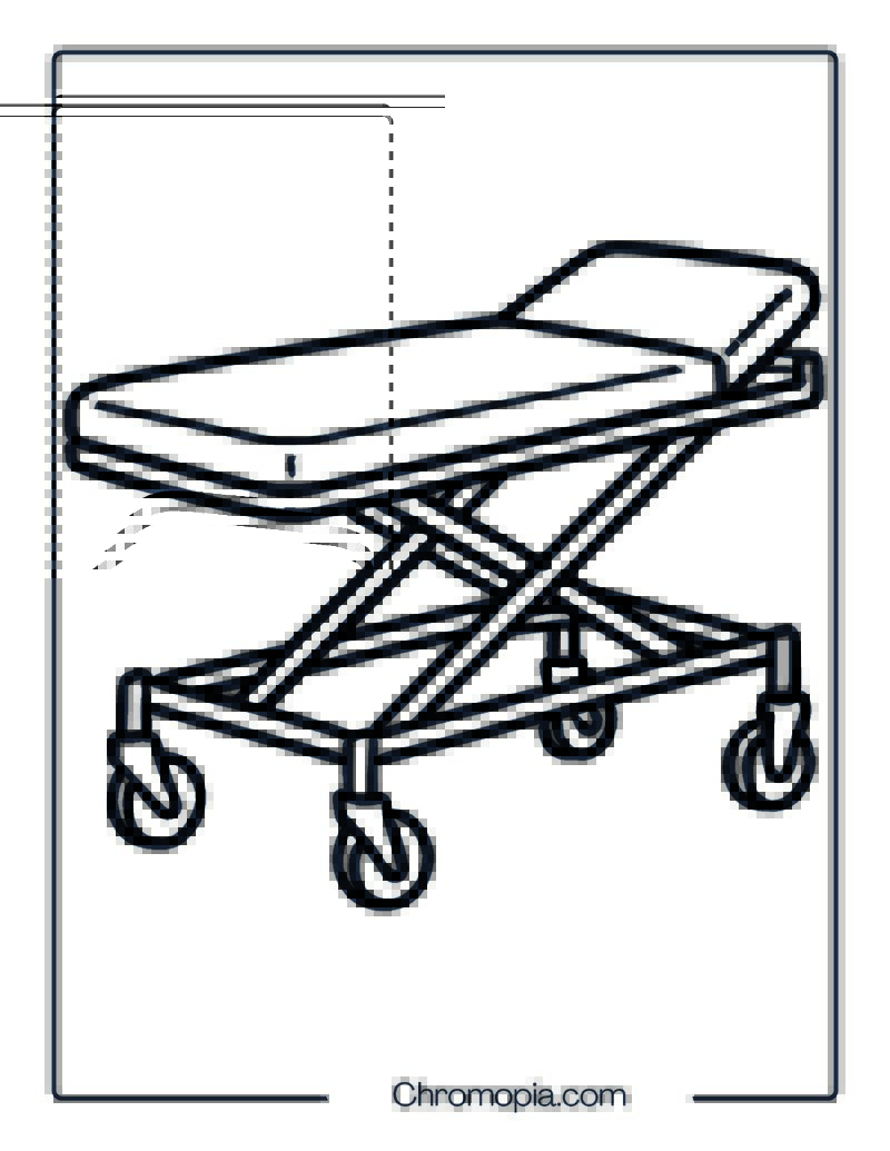 Hospital Bed Cart Gurney – Coloring Page