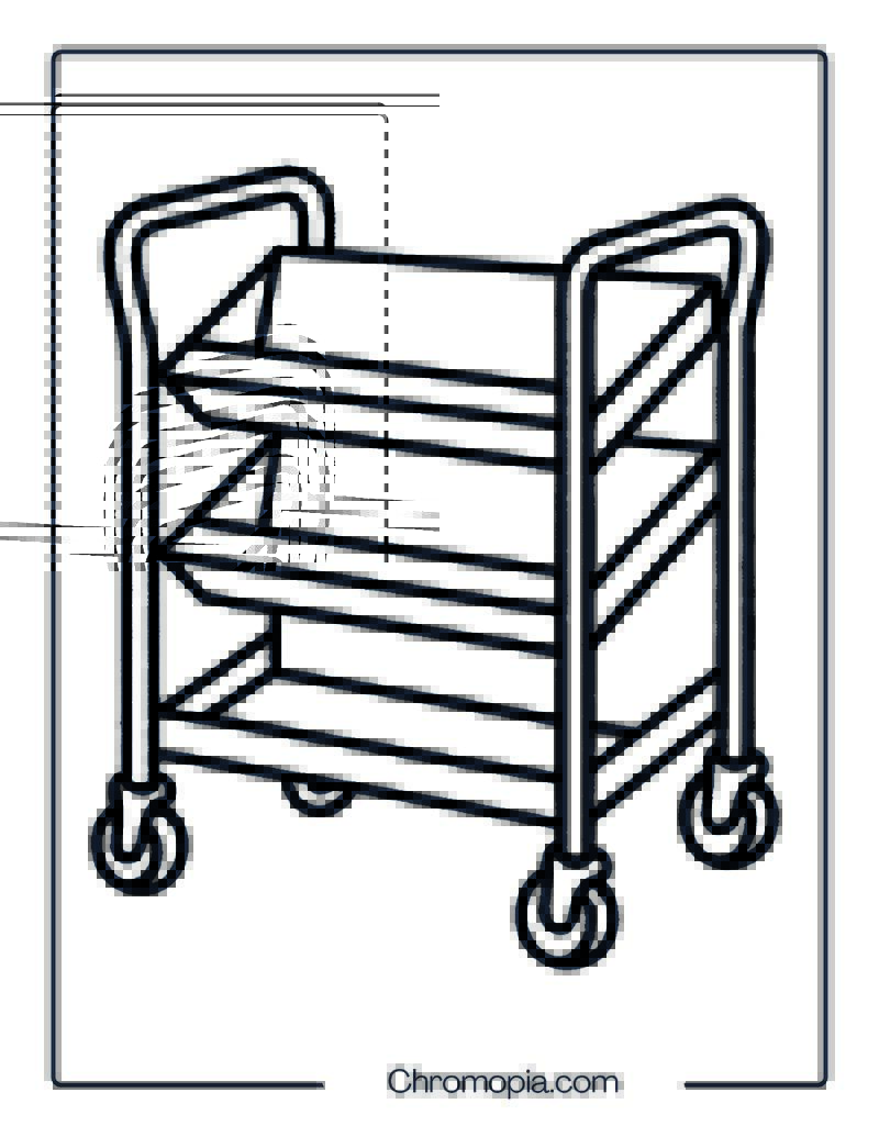 Library Book Cart – Coloring Page