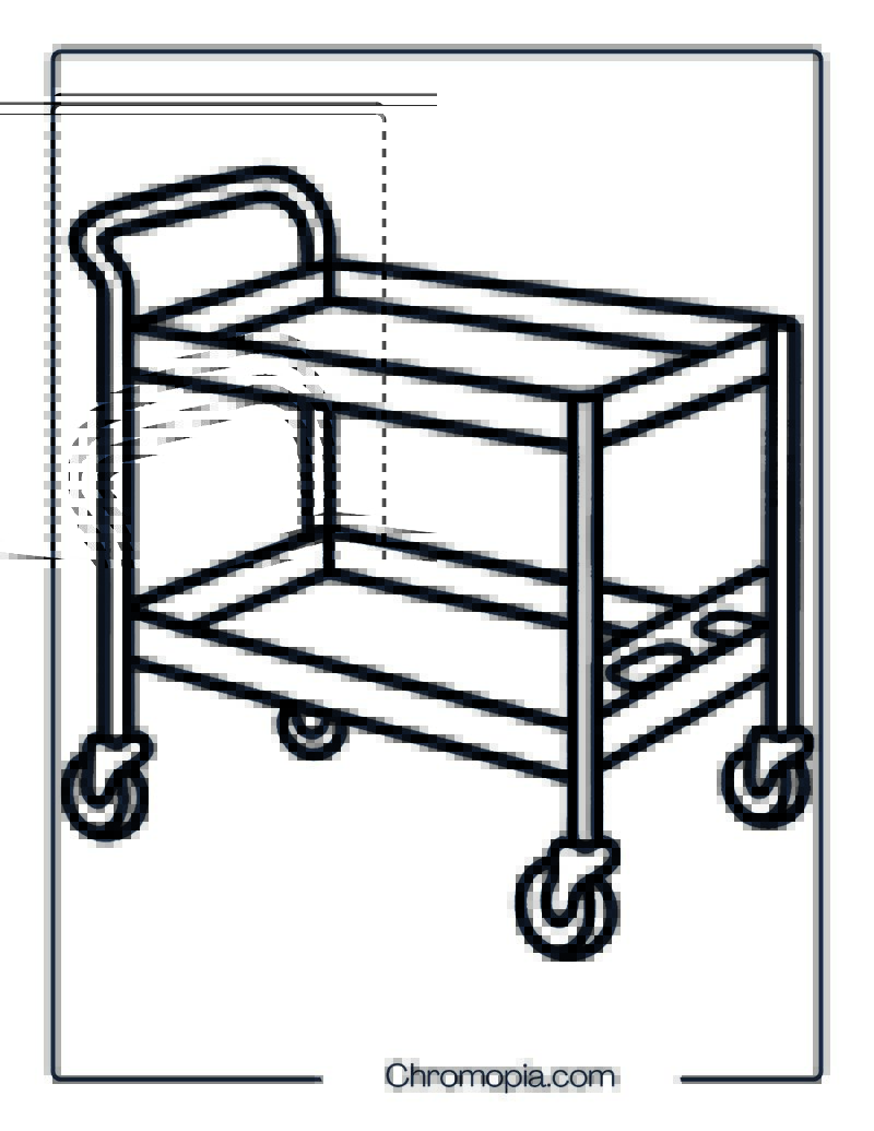 Serving Cart Kitchen Trolley – Coloring Page