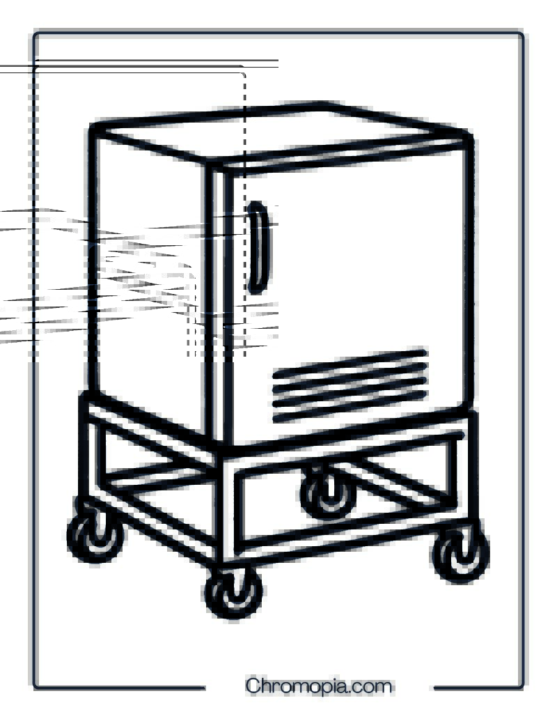 Mini Fridge Stand with Wheels – Coloring Page