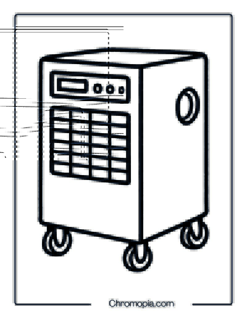 Portable AC Unit on Wheels – Coloring Page