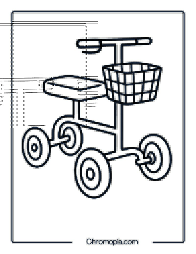 Knee Walker (4-Wheel Version) – Coloring Page