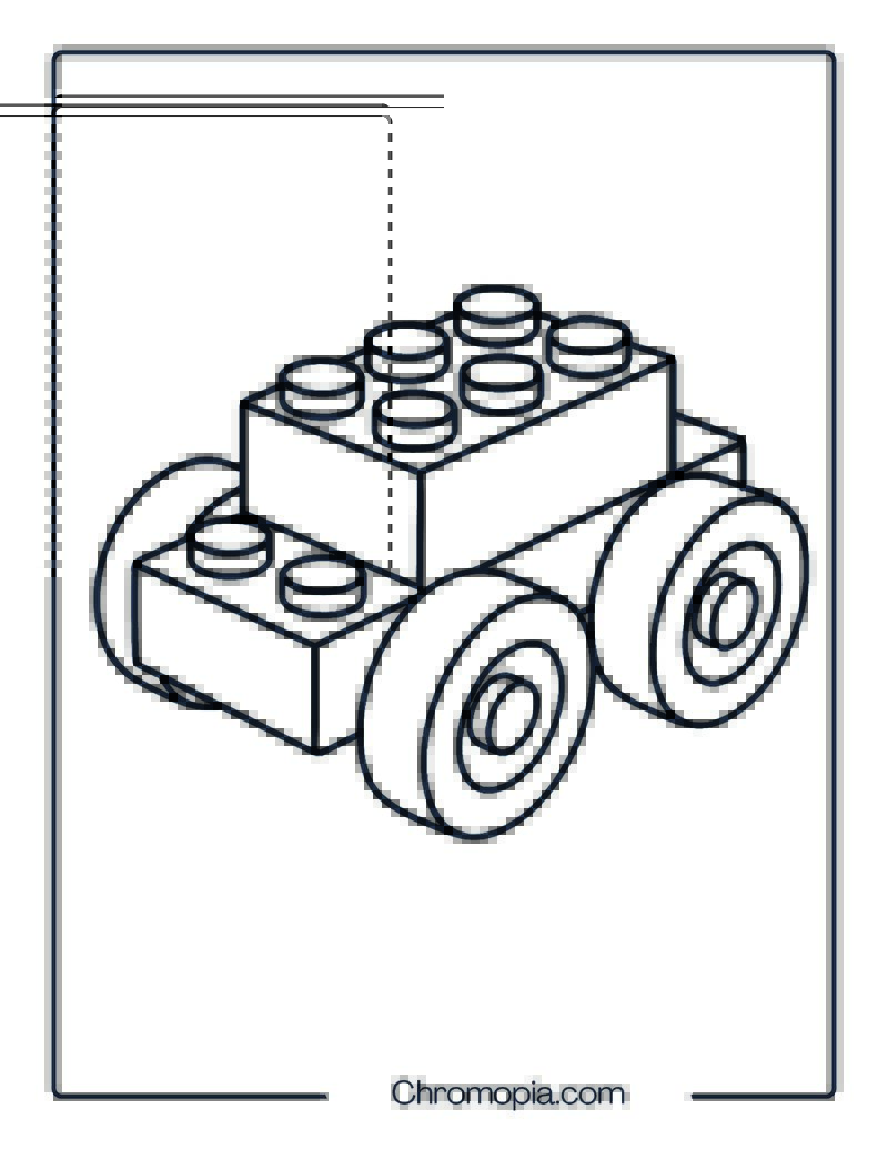 Lego Building Block Vehicle – Coloring Page
