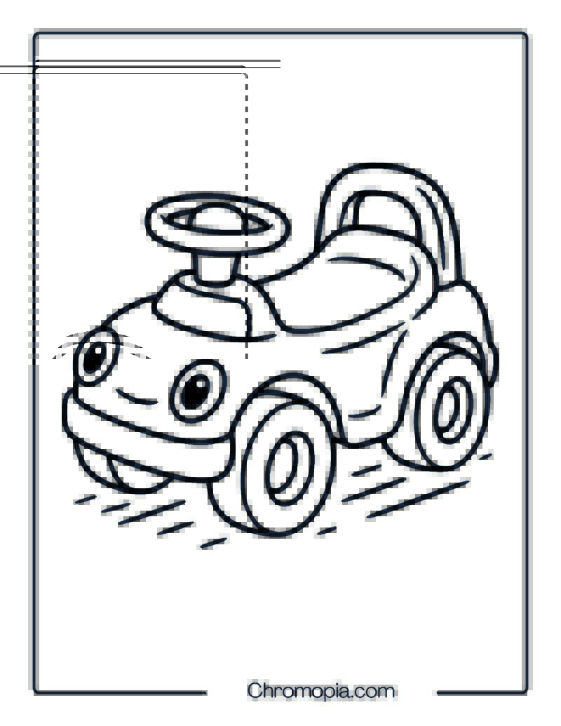 Toy Car (Push or Battery-Powered) – Coloring Page