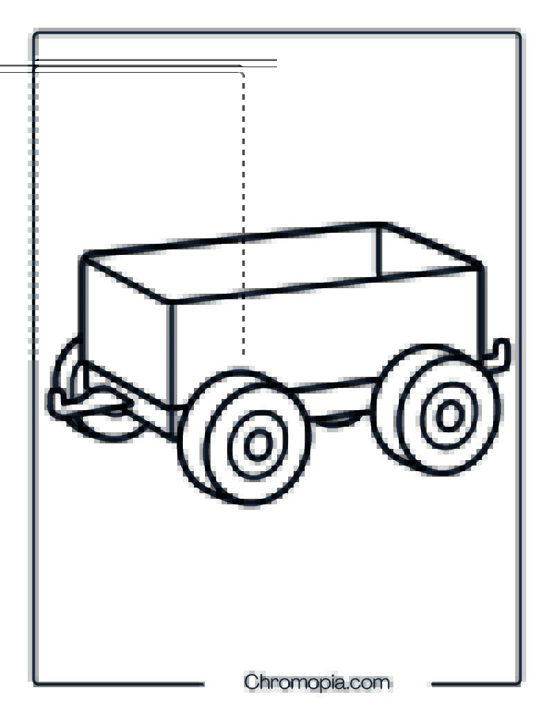 Toy Train Cart (Single 4-Wheel Car) – Coloring Page