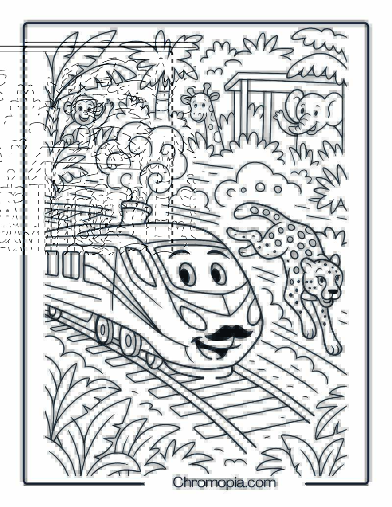 Cartoon Amtrak Train Racing a Cheetah – Amtrak Train Coloring Page