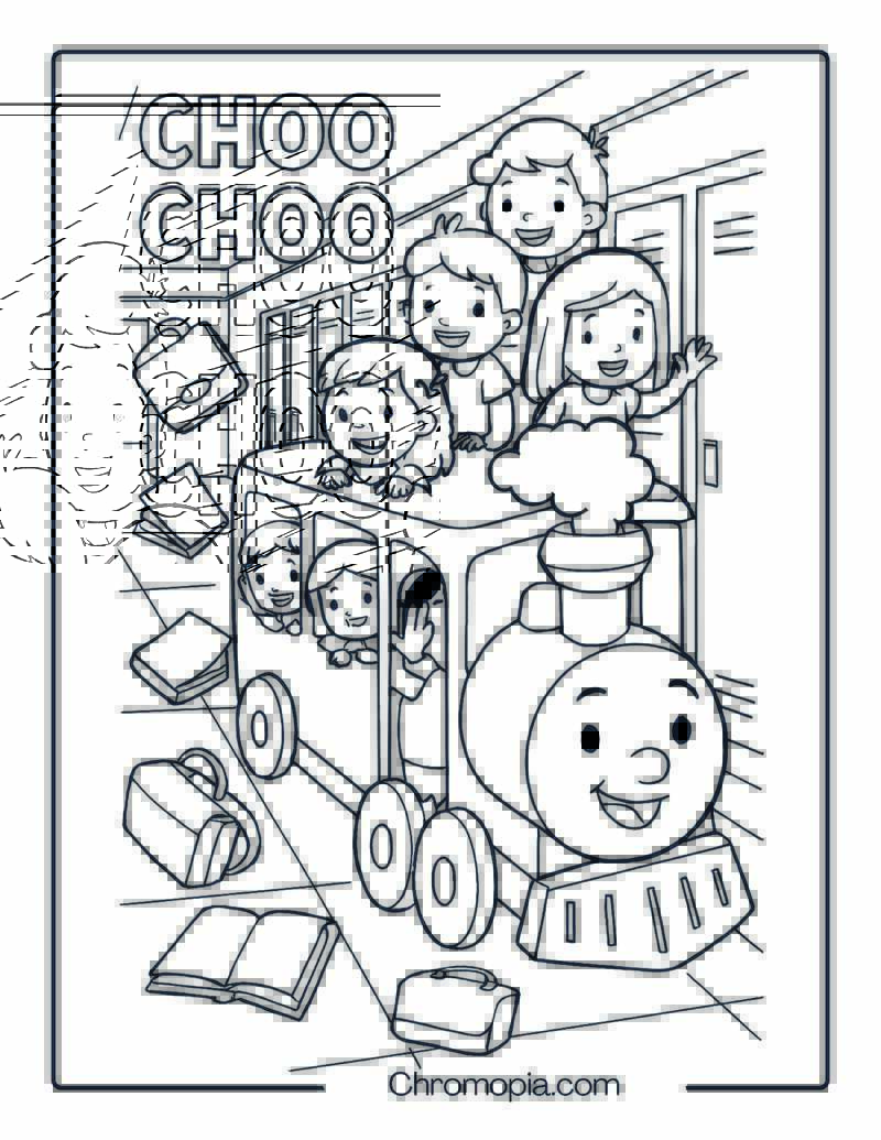 Choo Choo Train Full of School Kids – Choo Choo Train Coloring Page