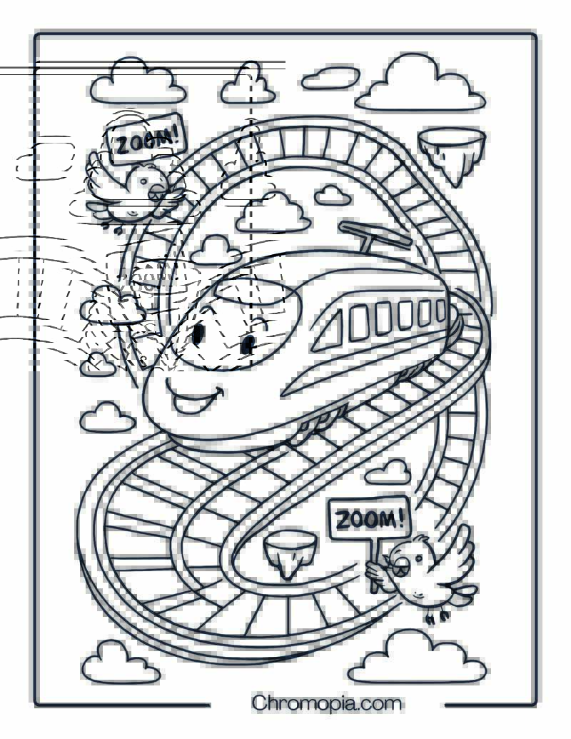 Spiral Bullet Train on Loopy Track – Bullet Train Coloring Page