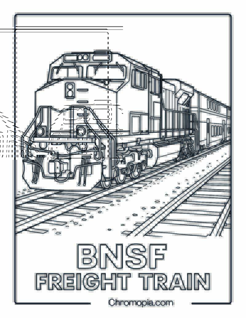 BNSF Freight Locomotive with Boxcars (USA) – Train Coloring Page