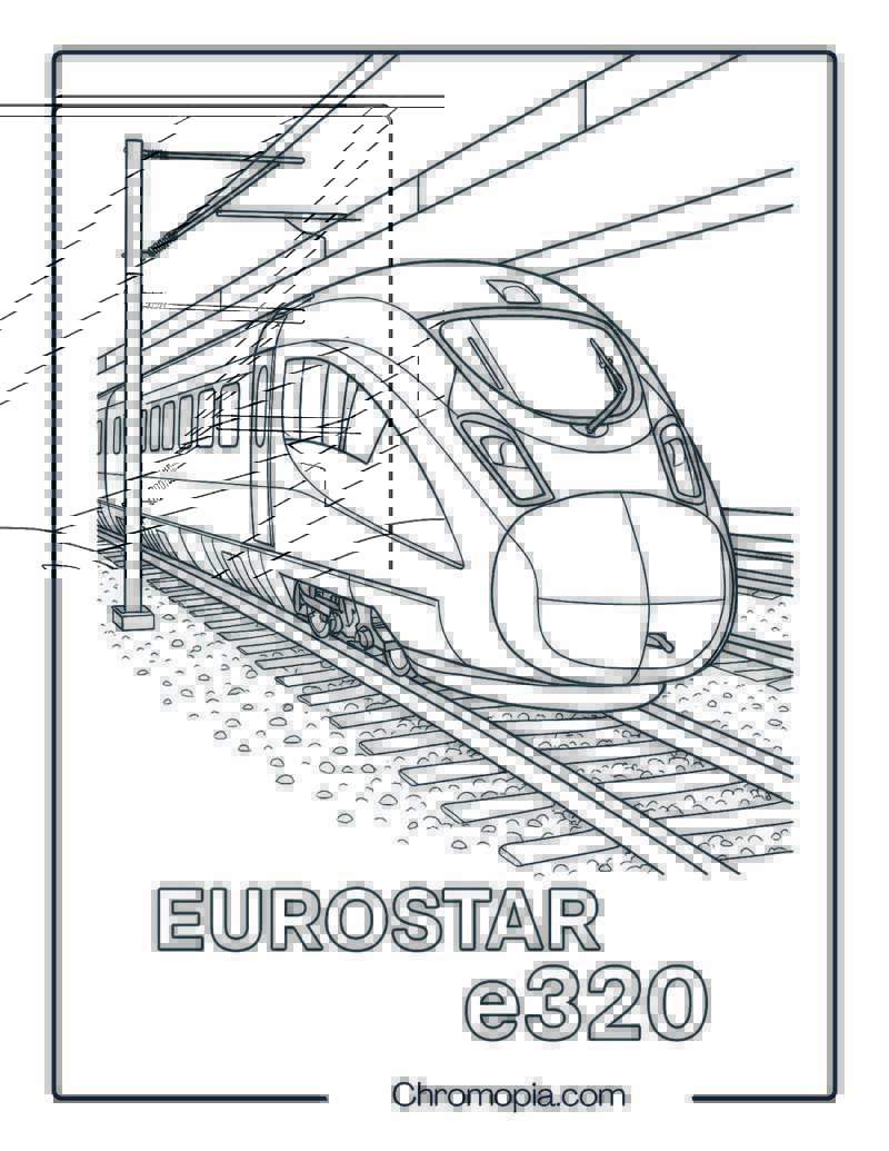 Eurostar e320 High-Speed Train (UK-France) – Train Coloring Page