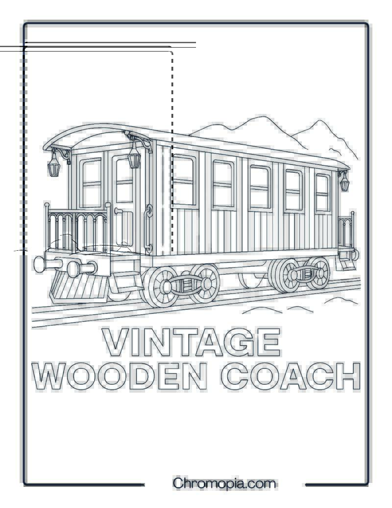 Heritage Wood-Bodied Passenger Coach – Train Coloring Page