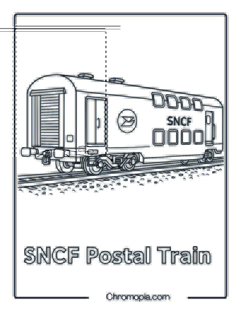 SNCF Postal Train Carriage (France) – Train Coloring Page