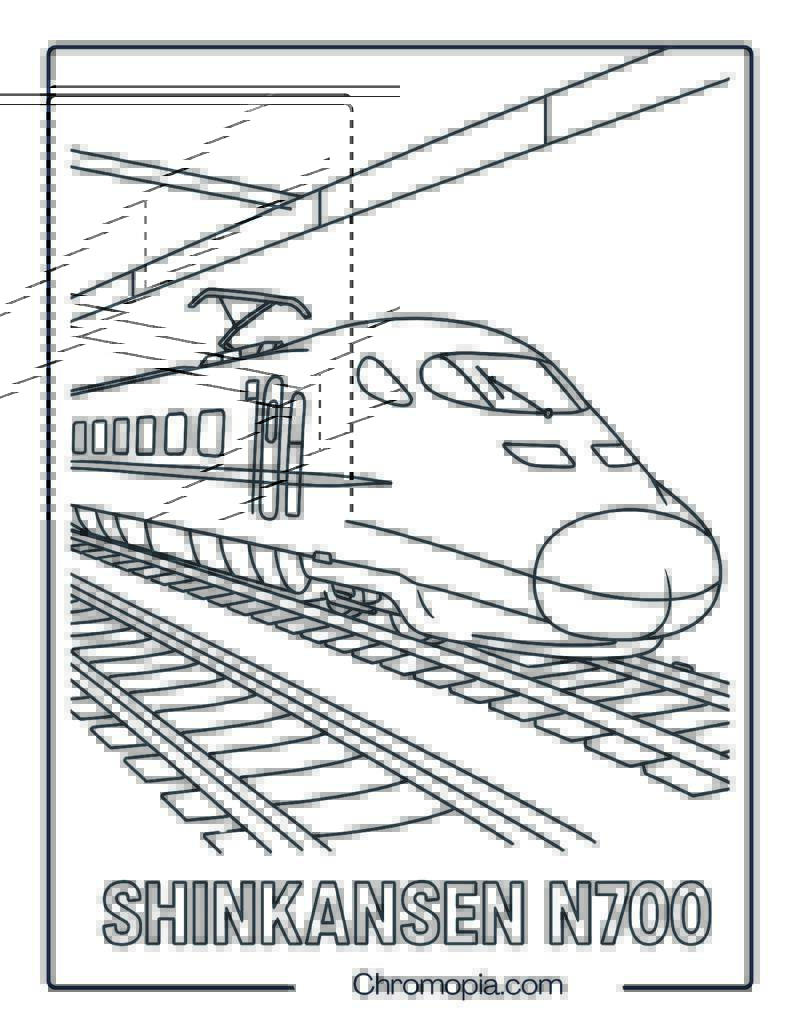 Shinkansen N700 Series (Japan Bullet Train) – Train Coloring Page