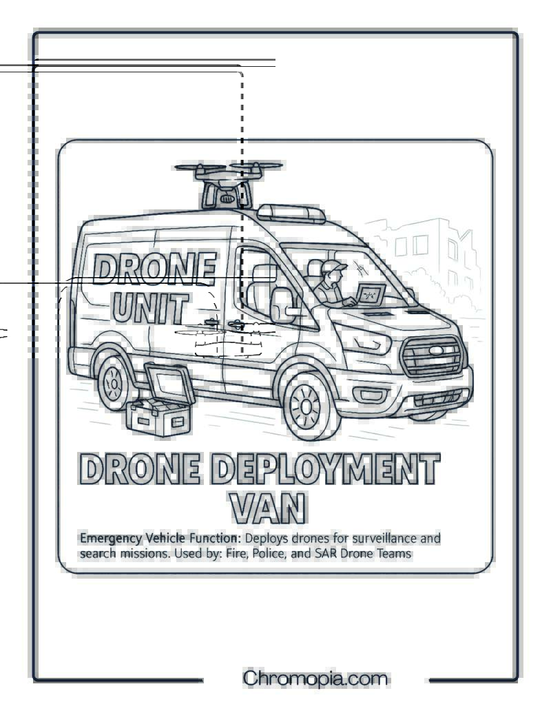 Drone Deployment Van – Emergency Vehicle Coloring Page